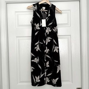 NWT A new day button down black and white floral dress XS